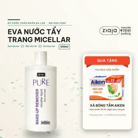 Eva Natura Pure Nước Micellar Tẩy Trang Mặt Mắt Môi Dịu Nhẹ 500ml
