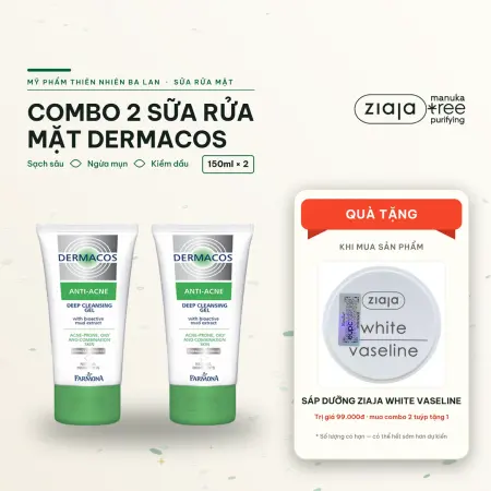 Combo 2 Gel Rửa Mặt Sạch Sâu Farmona Dermacos Anti-Acne Bùn Hoạt Tính 150ml Kèm Quà Sáp Vaseline Trắng