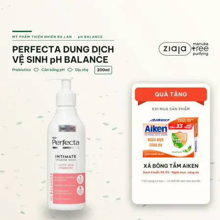 Dung Dịch Vệ Sinh Phụ Nữ Perfecta pH Balance 200ml – Prebiotics, Lactic Acid, Thơm Mát, Dịu Nhẹ