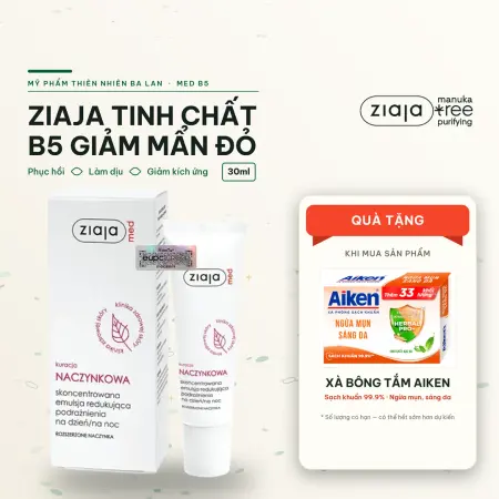 Tinh Chất Phục Hồi Da Ziaja B5-Ziaja Med Kuracja Naczynkowa Làm Dịu Da, Giảm Kích Ứng 30ml