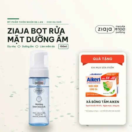 Rửa Mặt Dạng Bọt Siêu Dịu Nhẹ Dưỡng Ẩm Làm Mềm Ziaja Cleansing Foam Face Wash Dry, Sensitive Skin 150ml