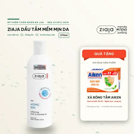 Dầu Tắm Mềm Mịn Da Ziaja Med Atopic Skin Dermatological Formula Bath & Shower Oil Softening 270ml