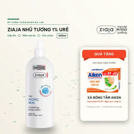 Nhũ Tương Mượt Da Toàn Thân 1% Urê Ziaja Med Atopic Skin Dermatological Formula Body Lotion Nourishing 400ml