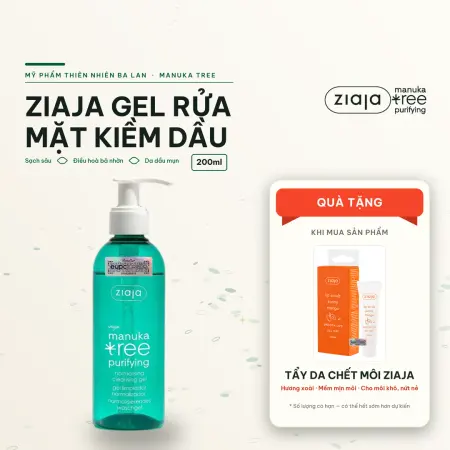Gel Rửa Mặt Sạch Sâu, Điều Hòa Tuyến Bã Nhờn Ziaja Manuka Tree Purifying Normalising Cleansing Gel 200ml