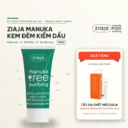 Kem Đêm Ziaja Manuka 50ml - Kiềm Dầu, Giảm Mụn, Mờ Thâm, Cho Da Dầu Mụn & Hỗn Hợp
