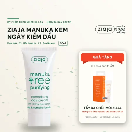 Kem Ngày Ziaja Manuka 50ml - Kiềm Dầu, Giảm Mụn, Kem Lót Bảo Vệ Da, Cho Da Dầu Mụn & Hỗn Hợp