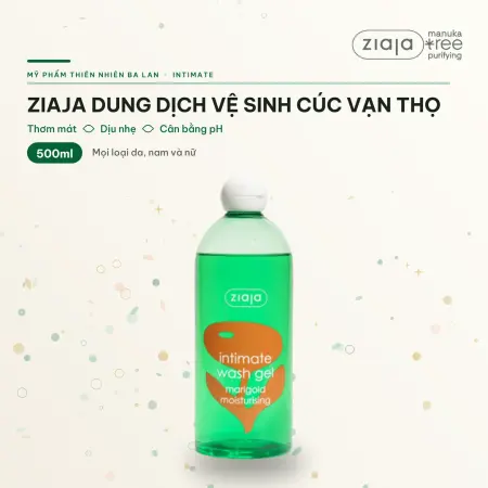 Dung Dịch Vệ Sinh Phụ Nữ Ziaja Intimate Cúc Vạn Thọ Thơm Mát Dịu Nhẹ Cân Bằng pH 500ml