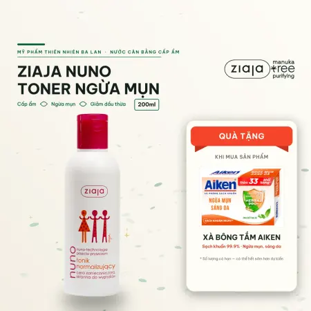 Toner Ziaja Nuno – Nước Cân Bằng Cho Da Dầu Mụn 200ml, Không Gây Kích Ứng