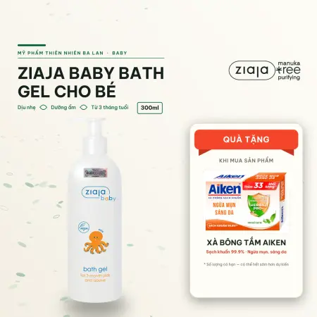 Tắm Gội 2in1 Cho Bé Ziaja Baby Bath Gel 300ml – Dịu Nhẹ, Dưỡng Ẩm, Trẻ Từ 3 Tháng Tuổi