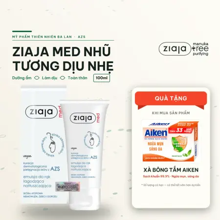 Nhũ Tương Dưỡng Ẩm Toàn Thân Ziaja Med AZS 100ml – Dịu Nhẹ Cho Da Cơ Địa, Da Khô, Da Nhạy Cảm