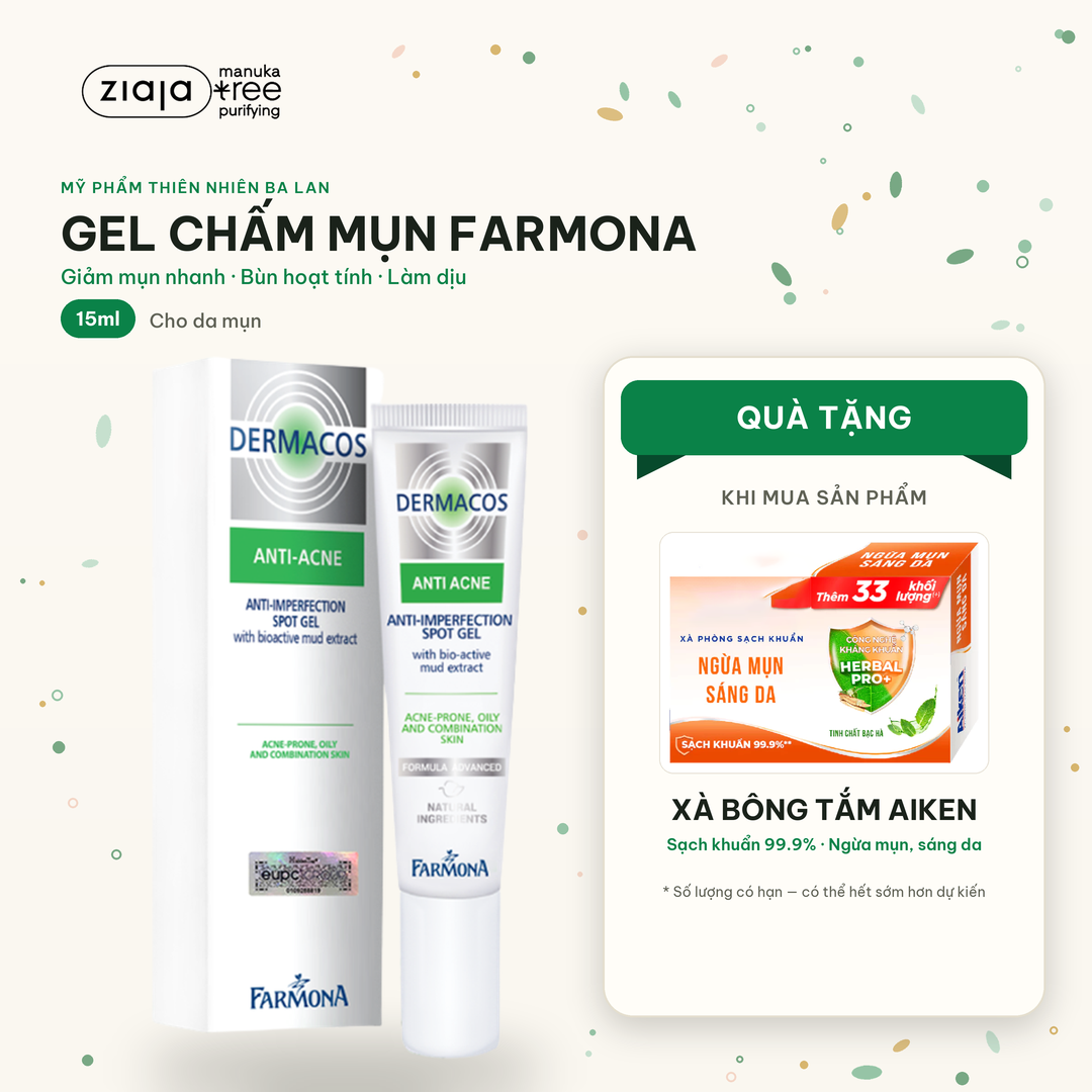 Gel Chấm Mụn Farmona Dermacos Anti Acne Imperfection Spot Gel Chứa Bùn Hoạt Tính Giảm Mụn Hiệu Quả 15ml
