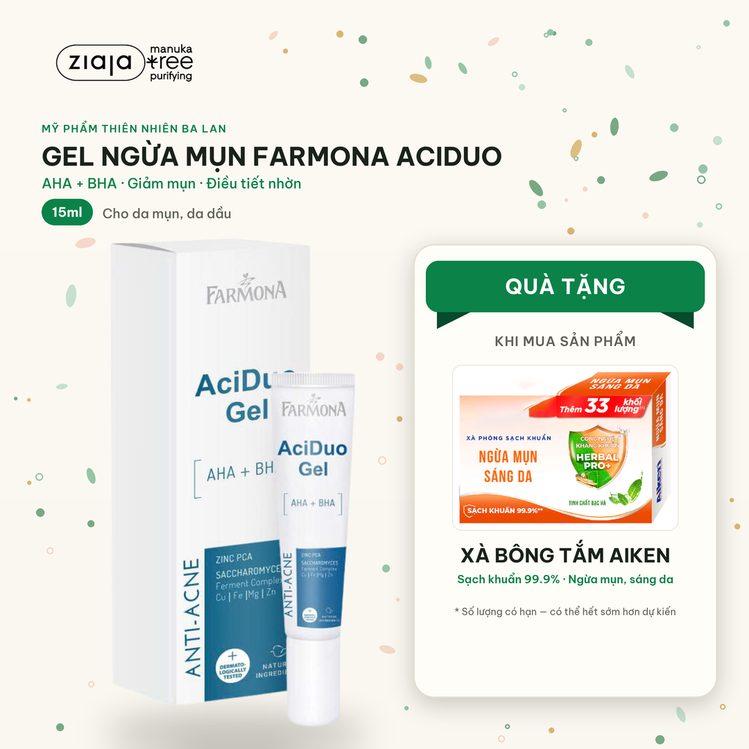 Gel Chấm Mụn Farmona AciDuo AHA + BHA + ZinC Giảm Mụn Trứng Cá Hiệu Quả 15ml