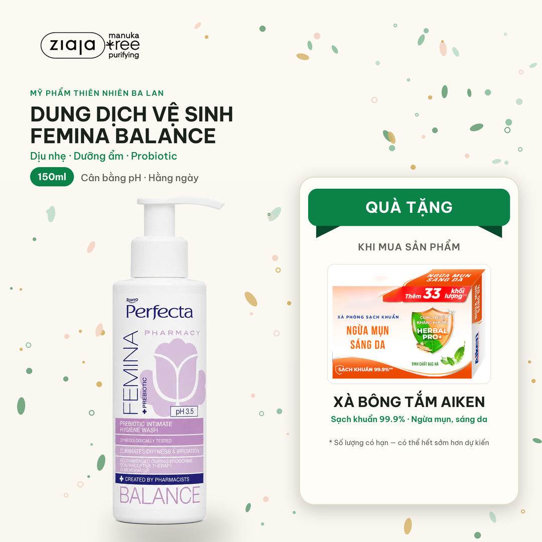Dung Dịch Vệ Sinh Phụ Nữ Perfecta Femina Balance Probiotic 150ml - Dịu Nhẹ, Dưỡng Ẩm, Cân Bằng pH