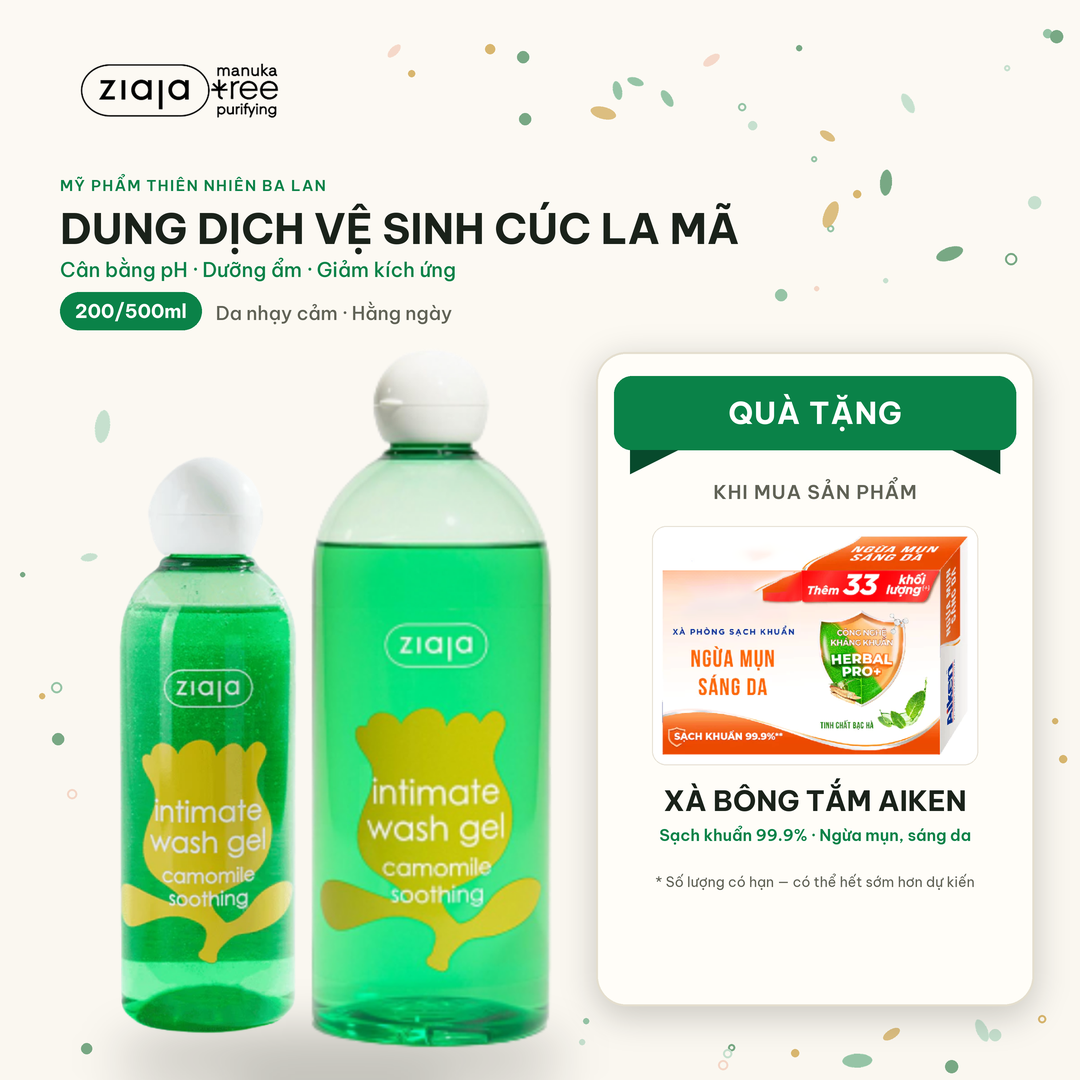 Dung Dịch Vệ Sinh Phụ Nữ Ziaja Intimate Cúc La Mã 200ml/500ml - Dịu Nhẹ, Giảm Kích Ứng, Cân Bằng pH
