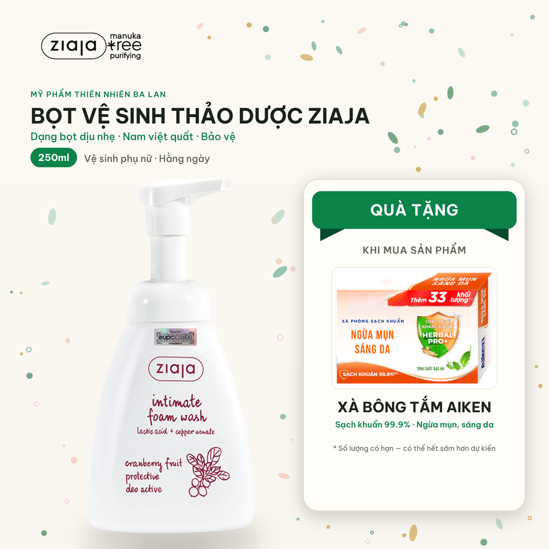 Ziaja Intima Bọt Vệ Sinh Thảo Dược Siêu Dịu Nhẹ, Khử Mùi Hiệu Quả - Ziaja Intimate Foam Wash 250ml
