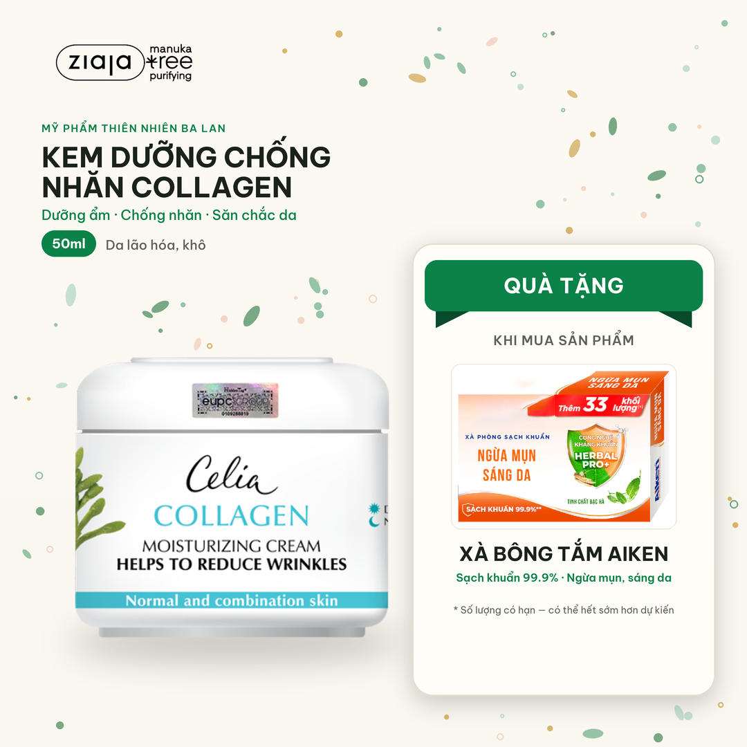 Kem Dưỡng Ẩm Chống Nhăn Collagen Celia 50ml - Tái Tạo Da, Làm Mờ Nếp Nhăn, Căng Bóng