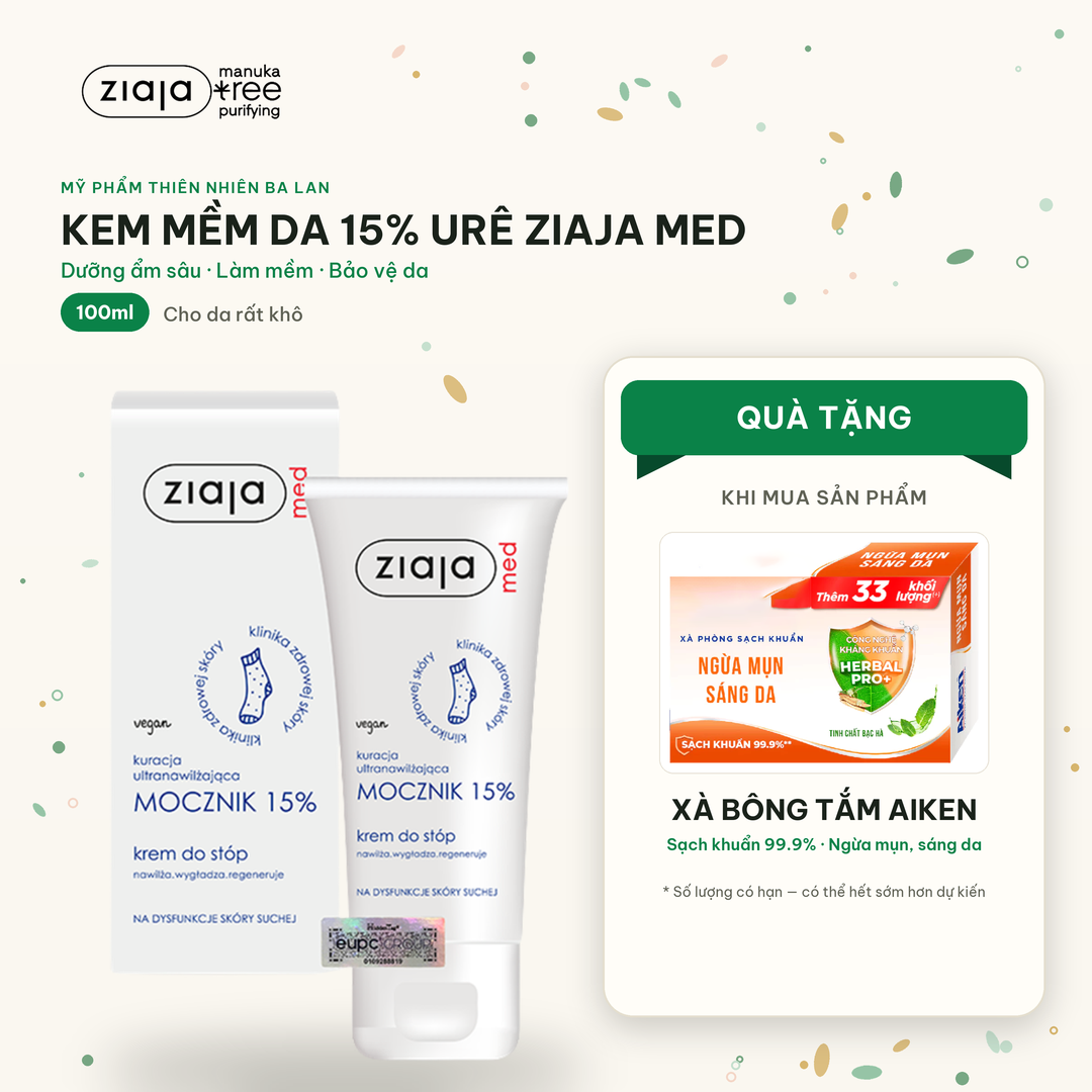 Kem Dưỡng Mềm Da 15% Urê Ziaja Med Mocznik Làm Mềm, Dưỡng Ẩm, Chăm Sóc Da Khô 100ml