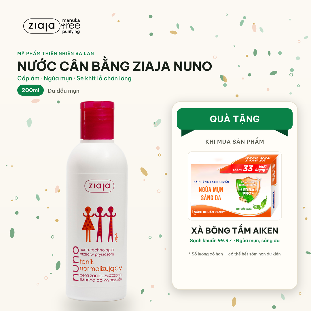 Toner Ziaja Nuno – Nước Cân Bằng Cho Da Dầu Mụn 200ml, Không Gây Kích Ứng
