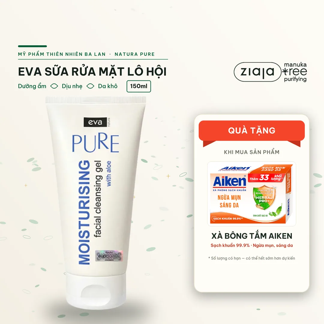 Sữa Rửa Mặt Dưỡng Ẩm Chiết Xuất Lô Hội Eva Natura Pure Moisturising Facial Cleansing Gel With Aloe Vera 150ml