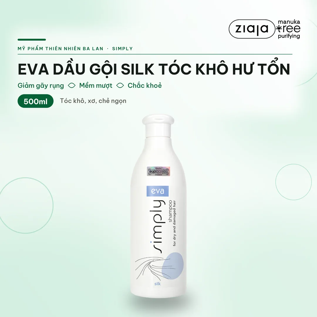 Dầu Gội Eva Simply Silk 500ml Cho Tóc Khô Và Hư Tổn – Keratin, Tơ Tằm, Tóc Mềm Mượt Chắc Khoẻ – ảnh 1