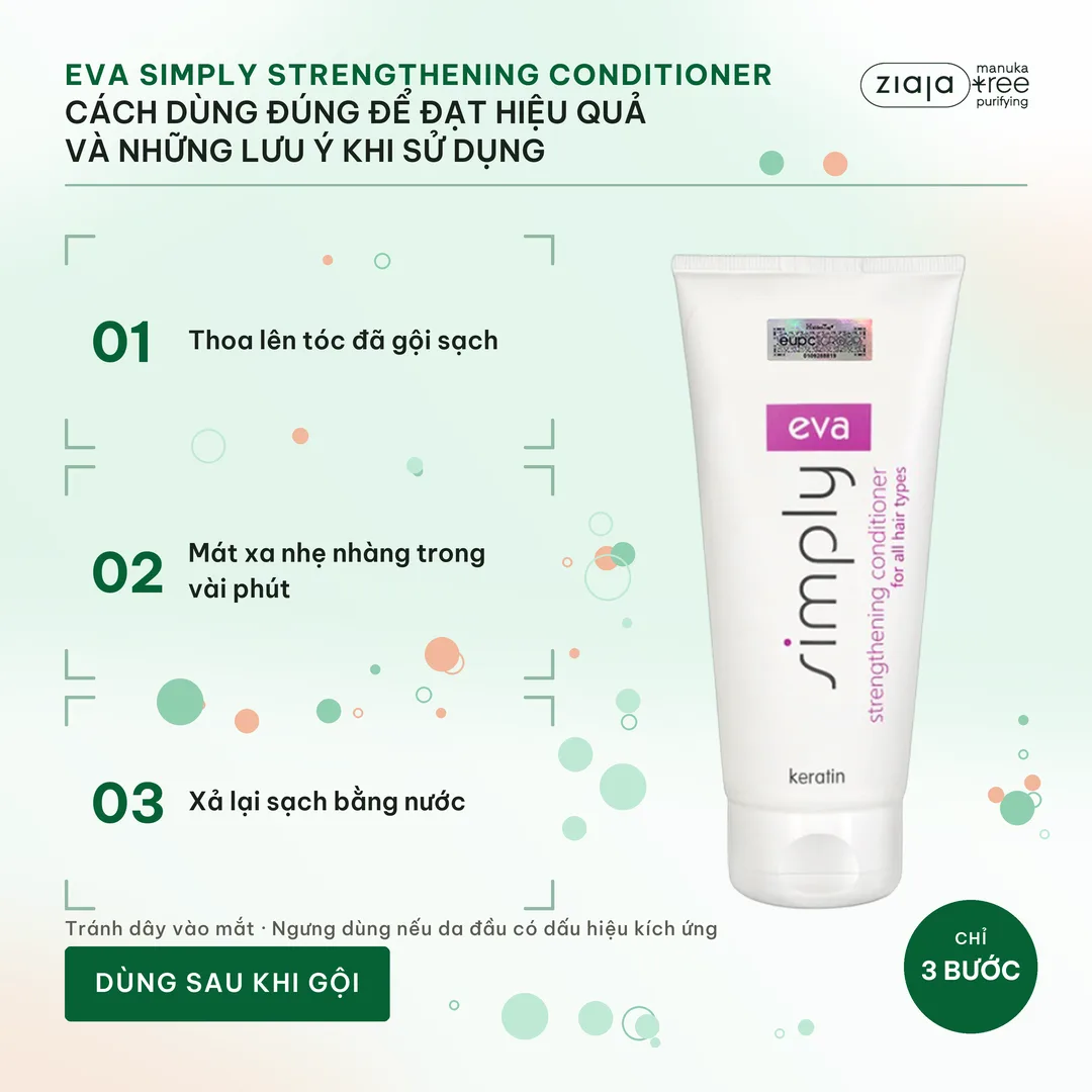Dầu Xả Eva Simply Keratin 200ml Cho Mọi Loại Tóc – Dầu Hạt Lanh, Panthenol, Tóc Bóng Mượt Dễ Chải – ảnh 3