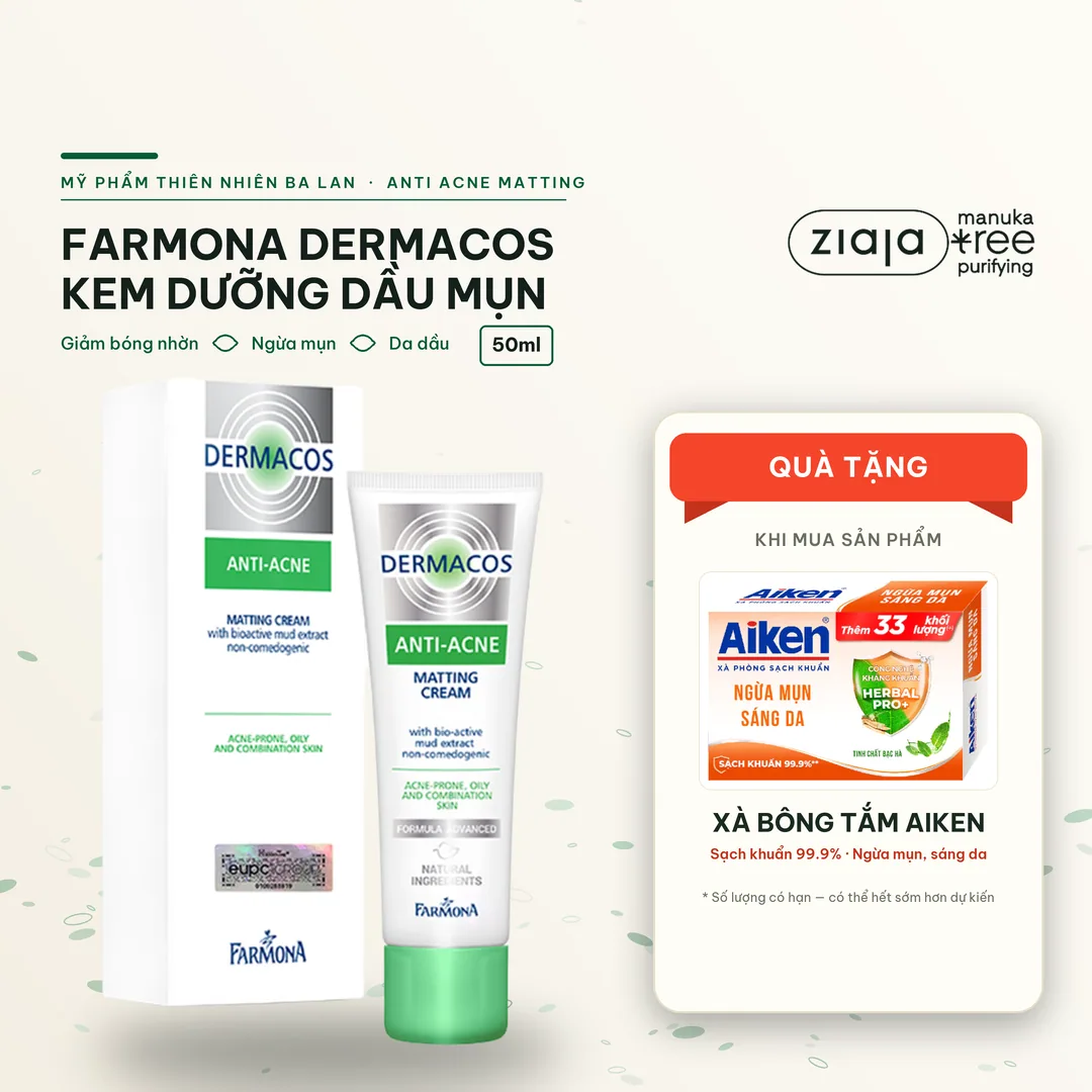 Kem Dưỡng Farmona Dermacos Anti Acne Matting Cream Giảm Bóng Nhờn, Ngừa Mụn 50ml
