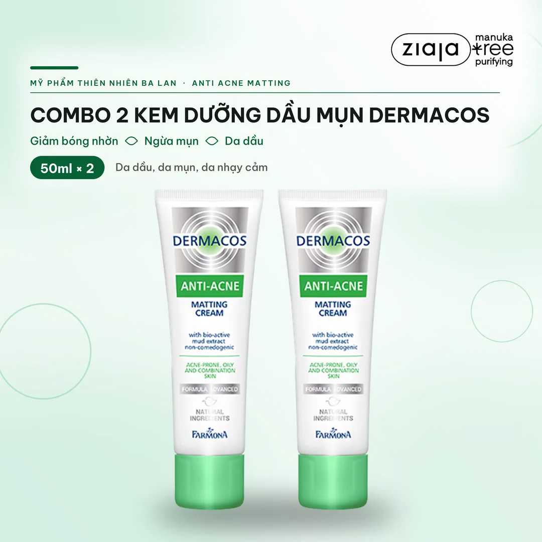 Combo 2 Kem Dưỡng Giảm Bóng Nhờn Farmona Dermacos Anti-Acne Matting Bùn Hoạt Tính 50ml Kèm Quà Sáp Vaseline Trắng – ảnh 1