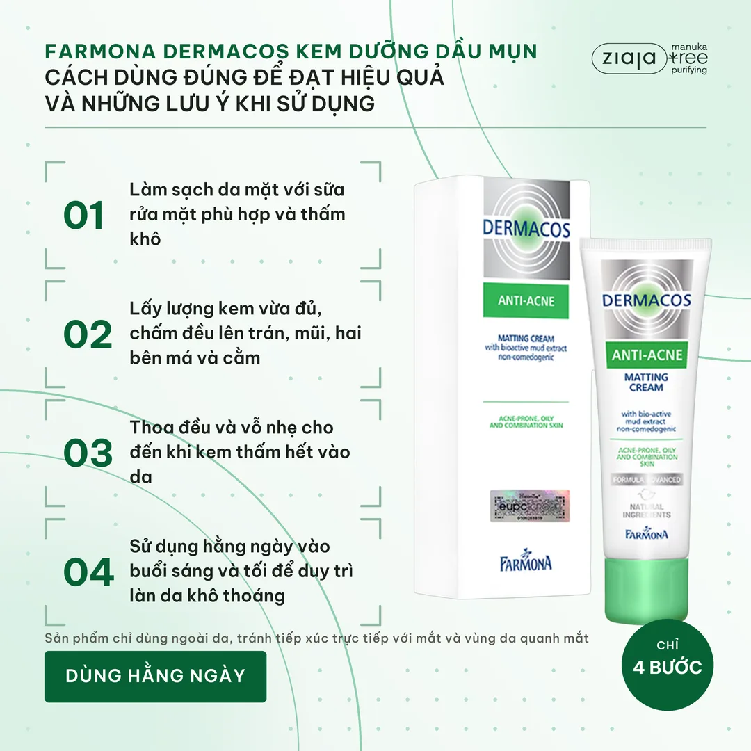 Combo 2 Kem Dưỡng Giảm Bóng Nhờn Farmona Dermacos Anti-Acne Matting Bùn Hoạt Tính 50ml Kèm Quà Sáp Vaseline Trắng – ảnh 3