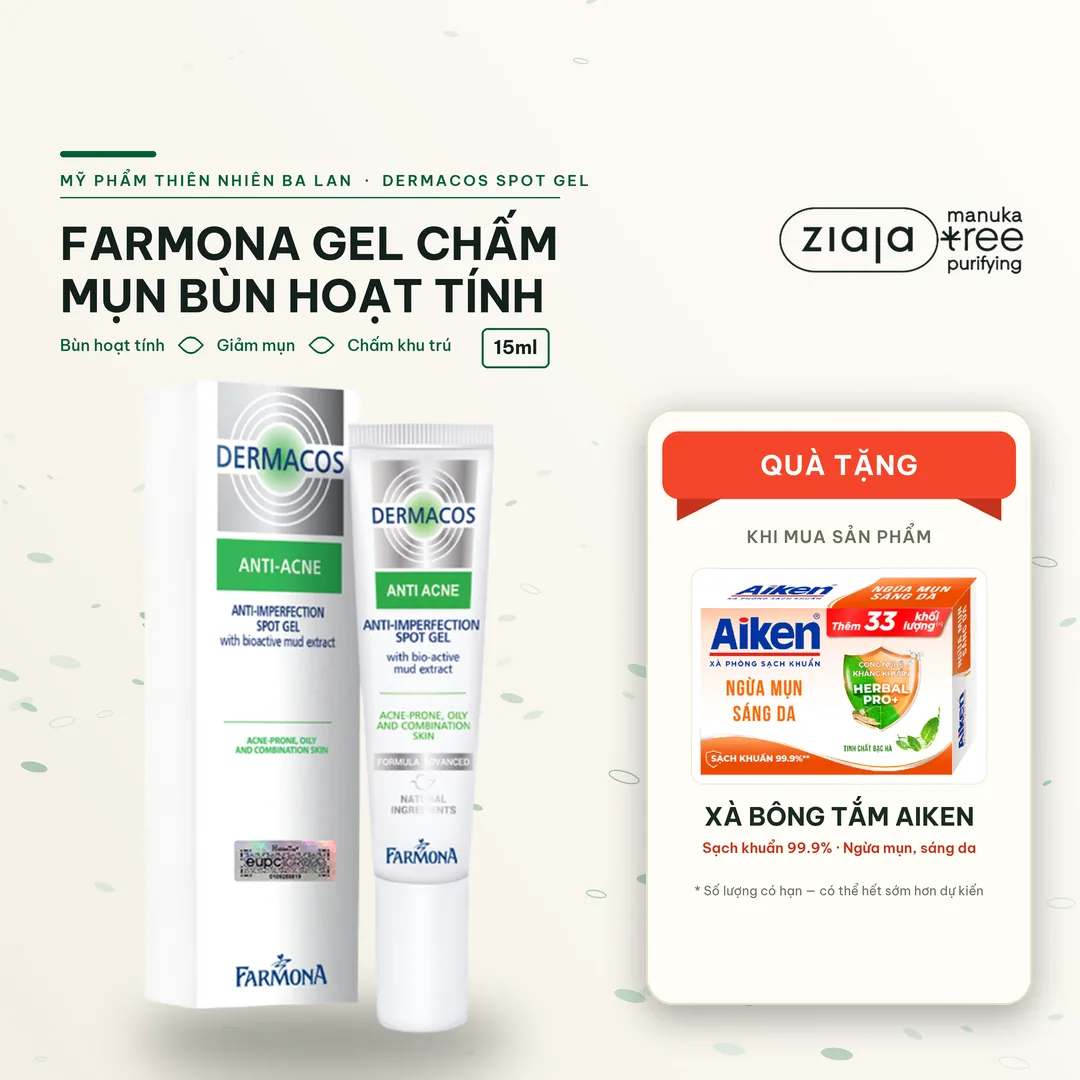 Gel Chấm Mụn Farmona Dermacos Anti Acne Imperfection Spot Gel Chứa Bùn Hoạt Tính Giảm Mụn Hiệu Quả 15ml
