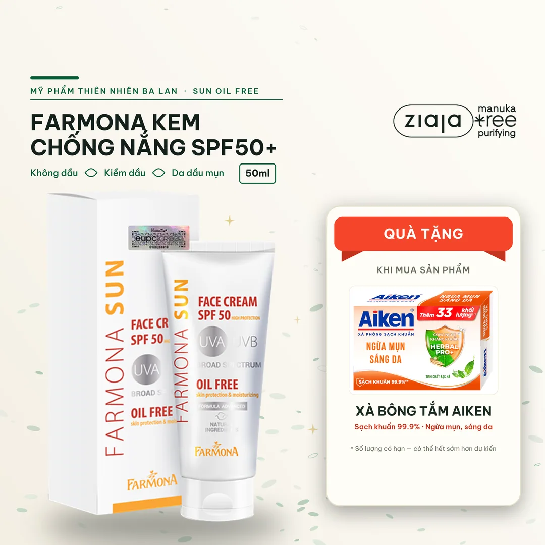 Kem Chống Nắng Farmona Sun Face Cream Oil Free SPF50+ Không Chứa Dầu Dành Cho Da Dầu Mụn 50ml