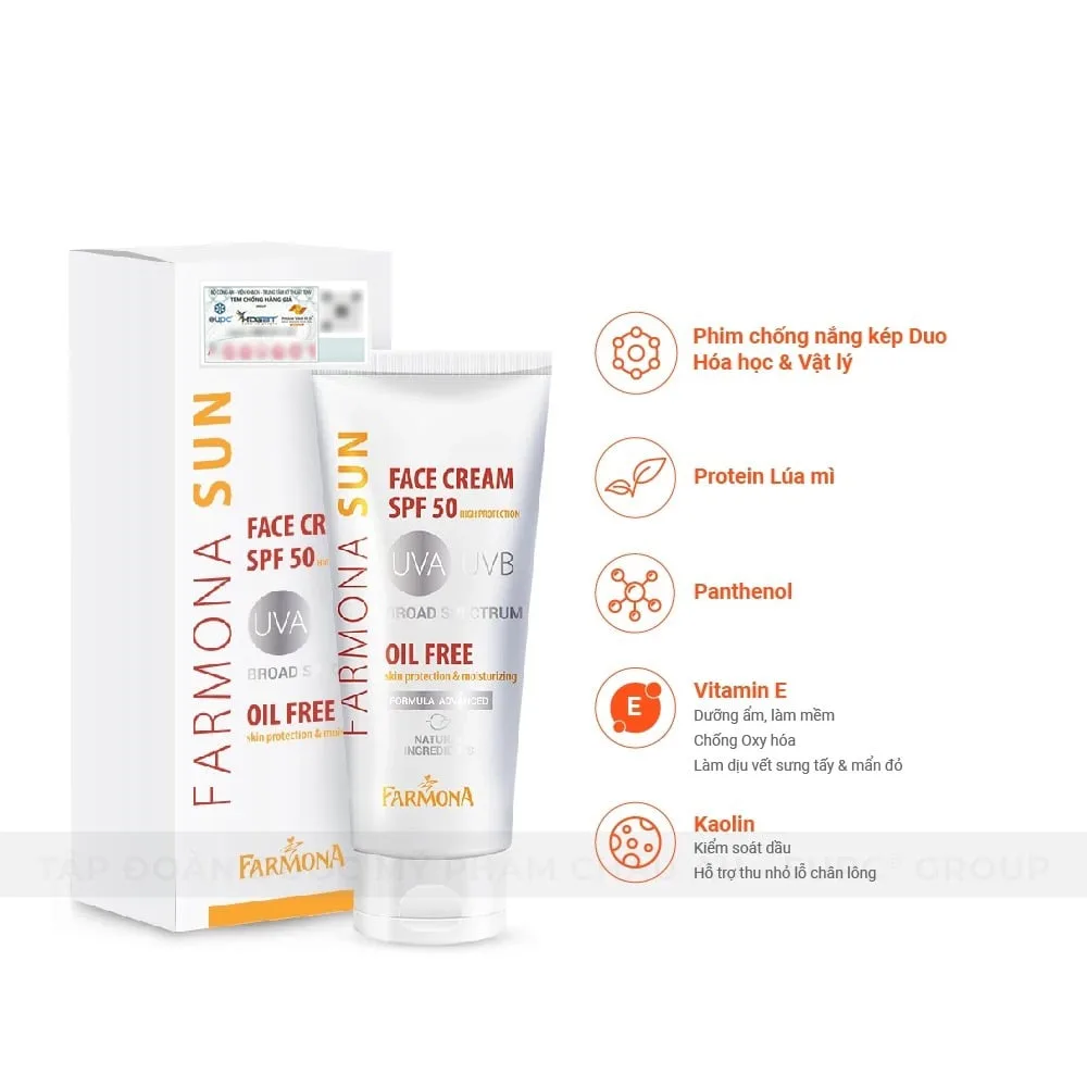 Kem Chống Nắng Farmona Sun Face Cream Oil Free SPF50+ Không Chứa Dầu Dành Cho Da Dầu Mụn 50ml 3