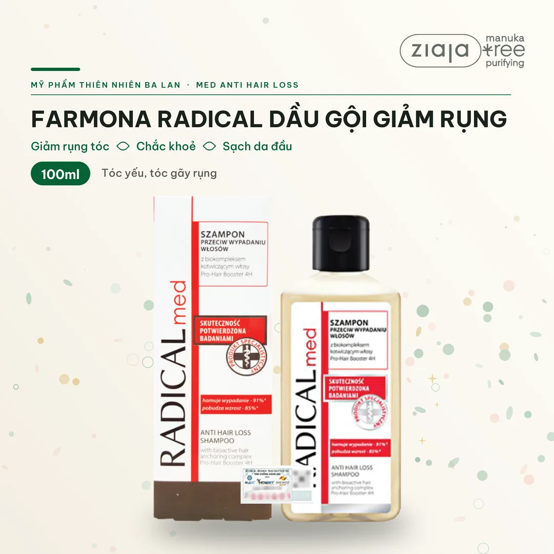 Dầu Gội Farmona Radical Med Anti Hair Loss Shampoo Hỗ Trợ Giảm Rụng Tóc Chắc Khỏe Tóc 100ml