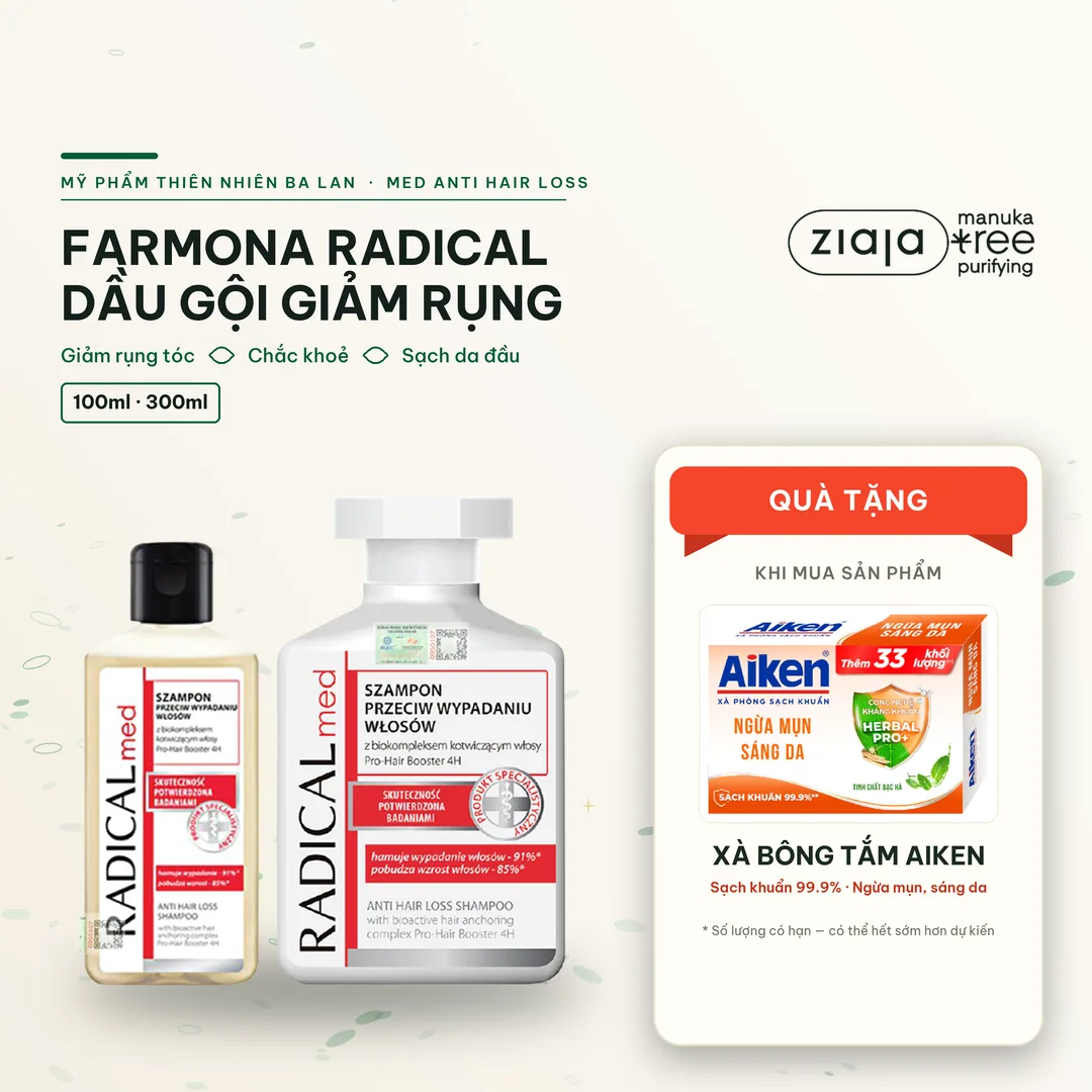 Dầu Gội Đầu Farmona Radical Med Anti Hair Loss Shampoo Giúp Ngừa Rụng Tóc 100ml/ 300ml