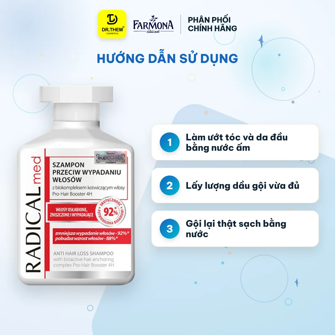 Dầu Gội Farmona Radical Med Anti Hair Loss Shampoo Hỗ Trợ Giảm Rụng Tóc Chắc Khỏe Tóc 300ml 3