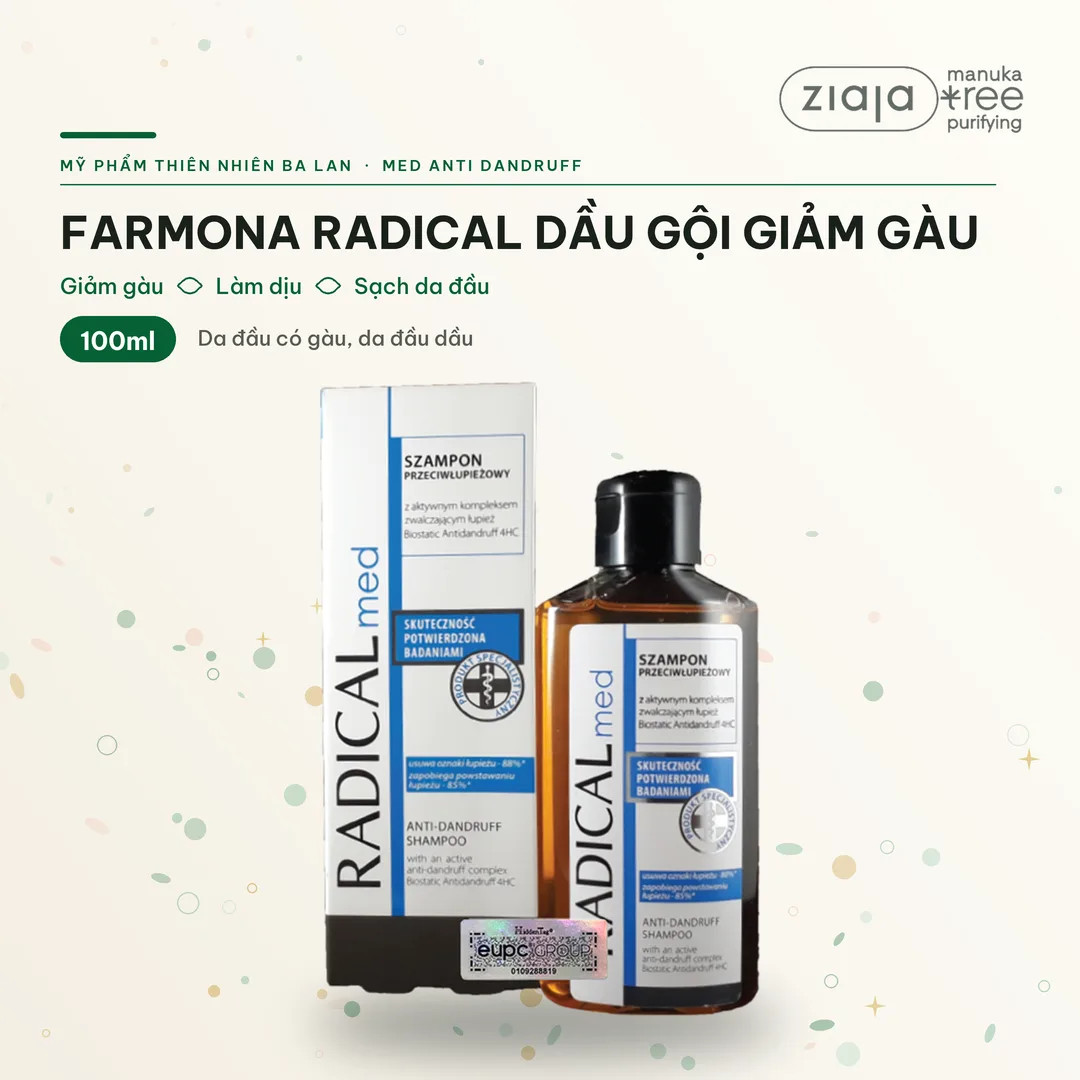 Dầu Gội Farmona Radical Med Anti Dandruff Shampoo Hỗ Trợ Giảm Gàu Làm Dịu Da Đầu 100ml