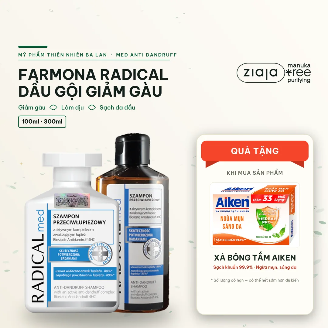 Dầu Gội Đầu Farmona Radical Med Anti Dandruff Shampoo Giúp Ngừa Gàu, Làm Dịu Da Đầu 100ml/ 300ml