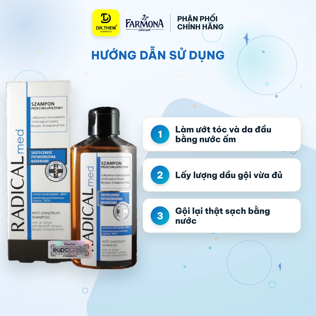 Dầu Gội Farmona Radical Med Anti Dandruff Shampoo Hỗ Trợ Giảm Gàu Làm Dịu Da Đầu 100ml 3
