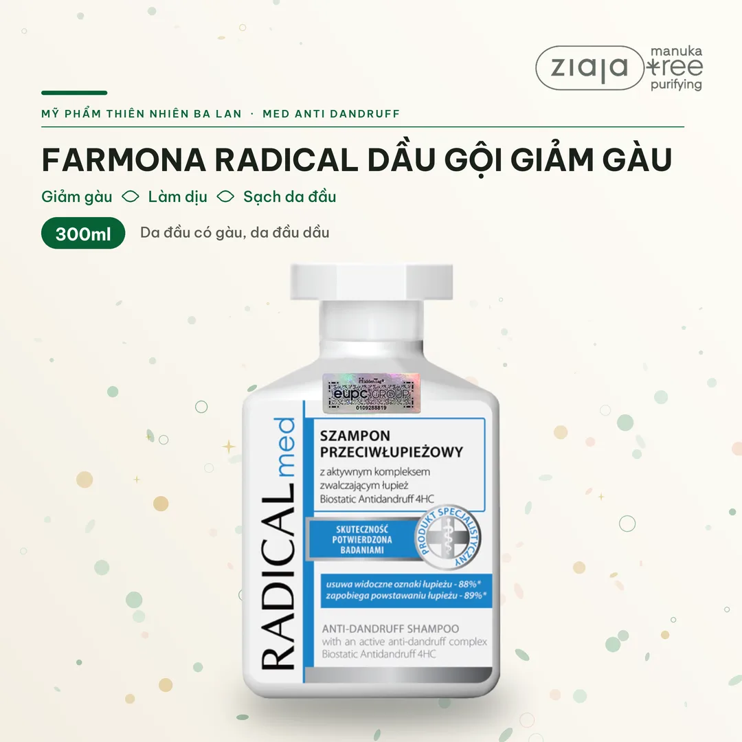 Dầu Gội Farmona Radical Med Anti Dandruff Shampoo Hỗ Trợ Giảm Gàu Làm Dịu Da Đầu 300ml