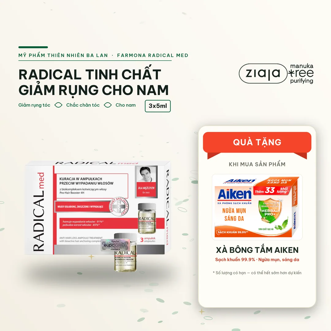 Tinh Chất Ngừa Rụng Tóc Cho Nam Farmona Radical Med 3x5ml - Giảm Gãy Rụng, Chắc Khỏe, Dày Tóc