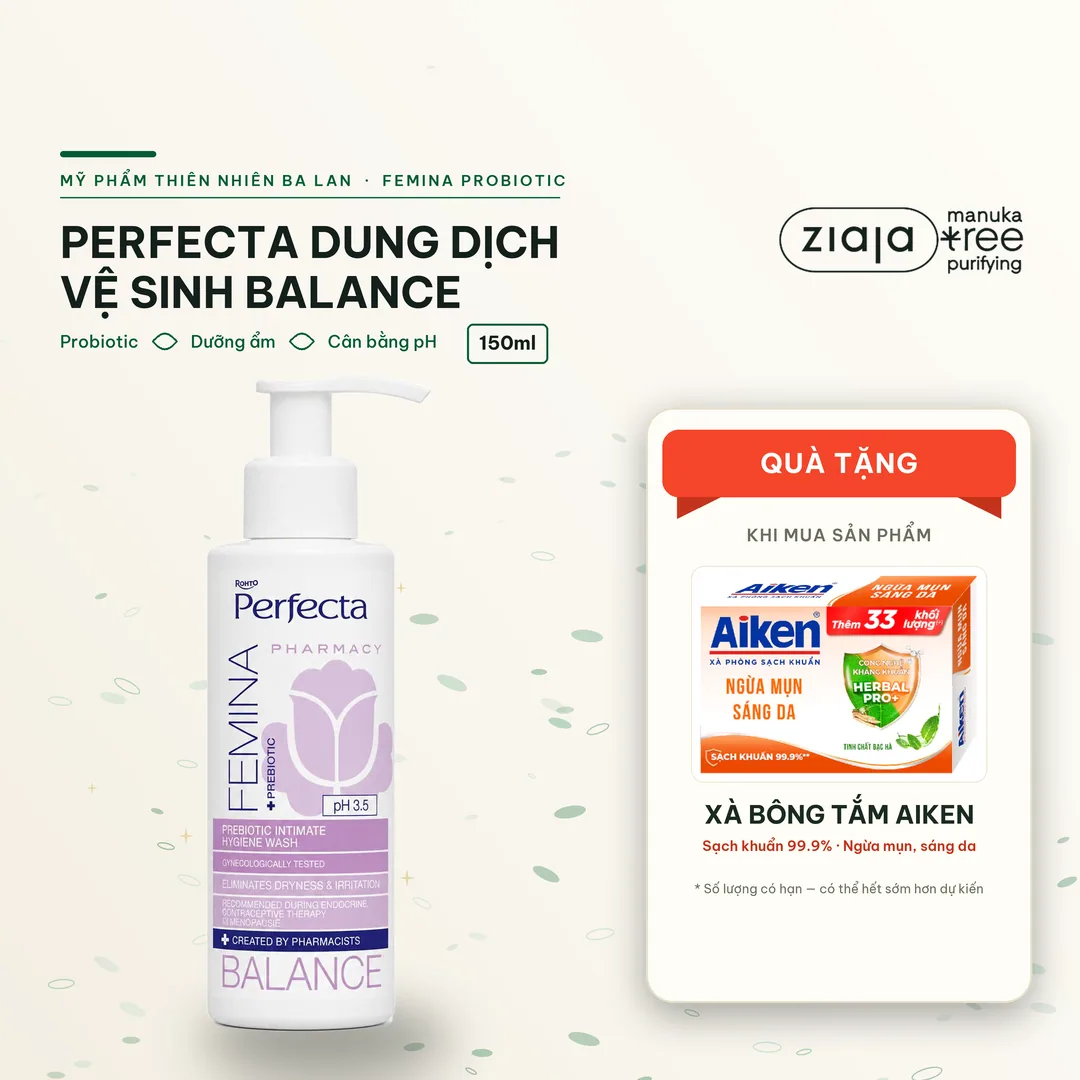 Dung Dịch Vệ Sinh Phụ Nữ Perfecta Femina Balance Probiotic 150ml - Dịu Nhẹ, Dưỡng Ẩm, Cân Bằng pH