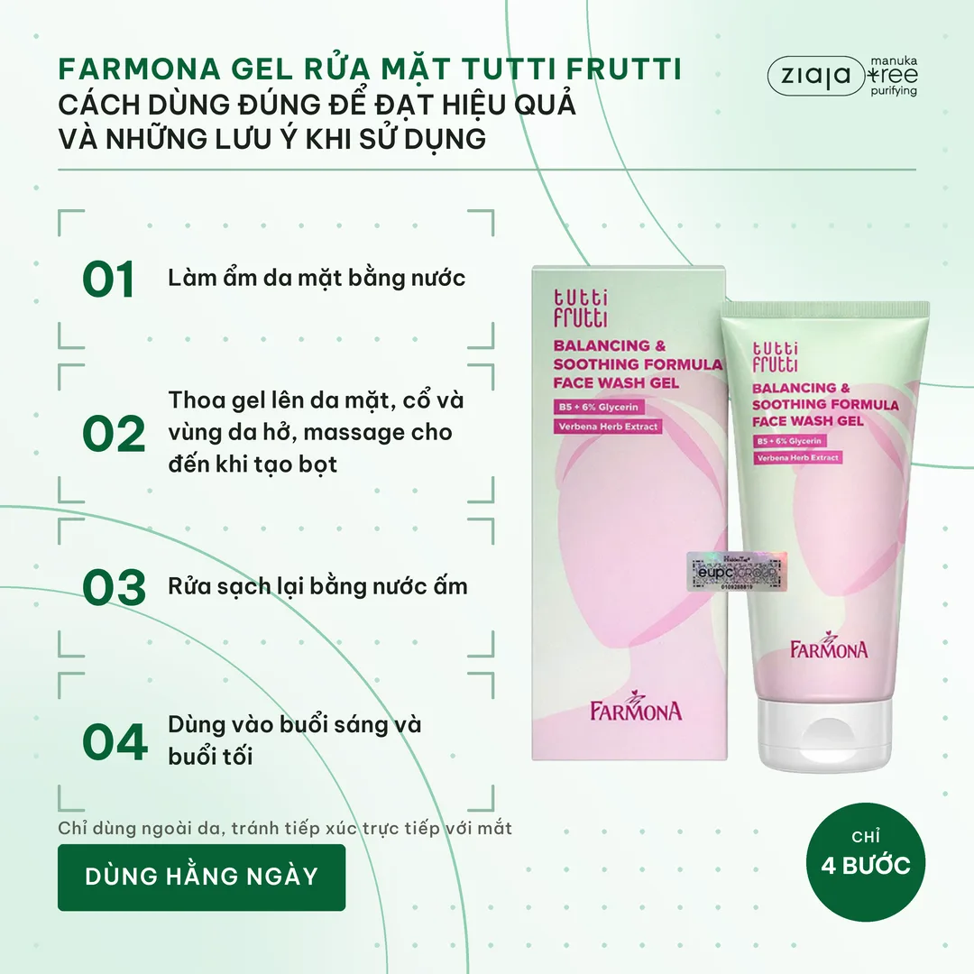 Gel Rửa Mặt Farmona Tutti Frutti Face Wash Gel Cân Bằng Và Làm Dịu Da Cho Da Dầu Da Hỗn Hợp 150ml 3