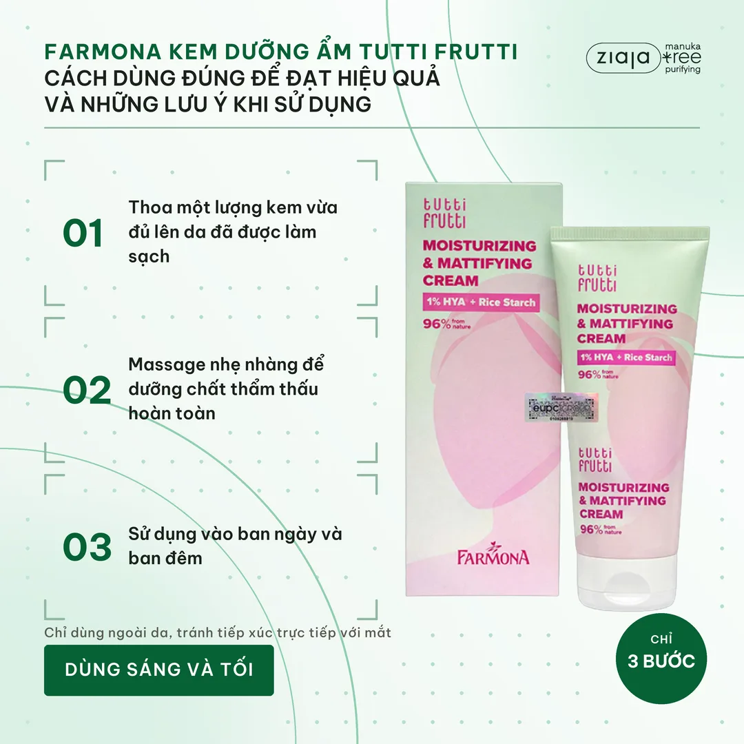 Kem Dưỡng Ẩm Farmona Tutti Frutti Mattifying Cream Kiềm Dầu Cho Da Dầu Da Hỗn Hợp 50ml 3