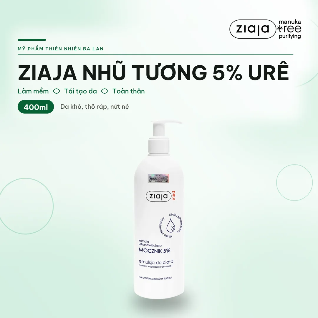 Nhũ Tương Ziaja Med 400ml 2 Loại – Atopic Skin 1% Urê Cho Da Cơ Địa / Mocznik 5% Urê Cho Da Khô Nứt Nẻ 5