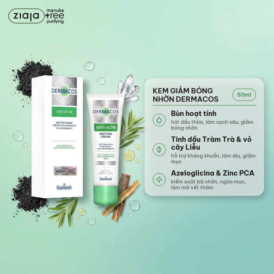 Kem Dưỡng Farmona Dermacos Anti Acne Matting Cream Giảm Bóng Nhờn, Ngừa Mụn 50ml 3