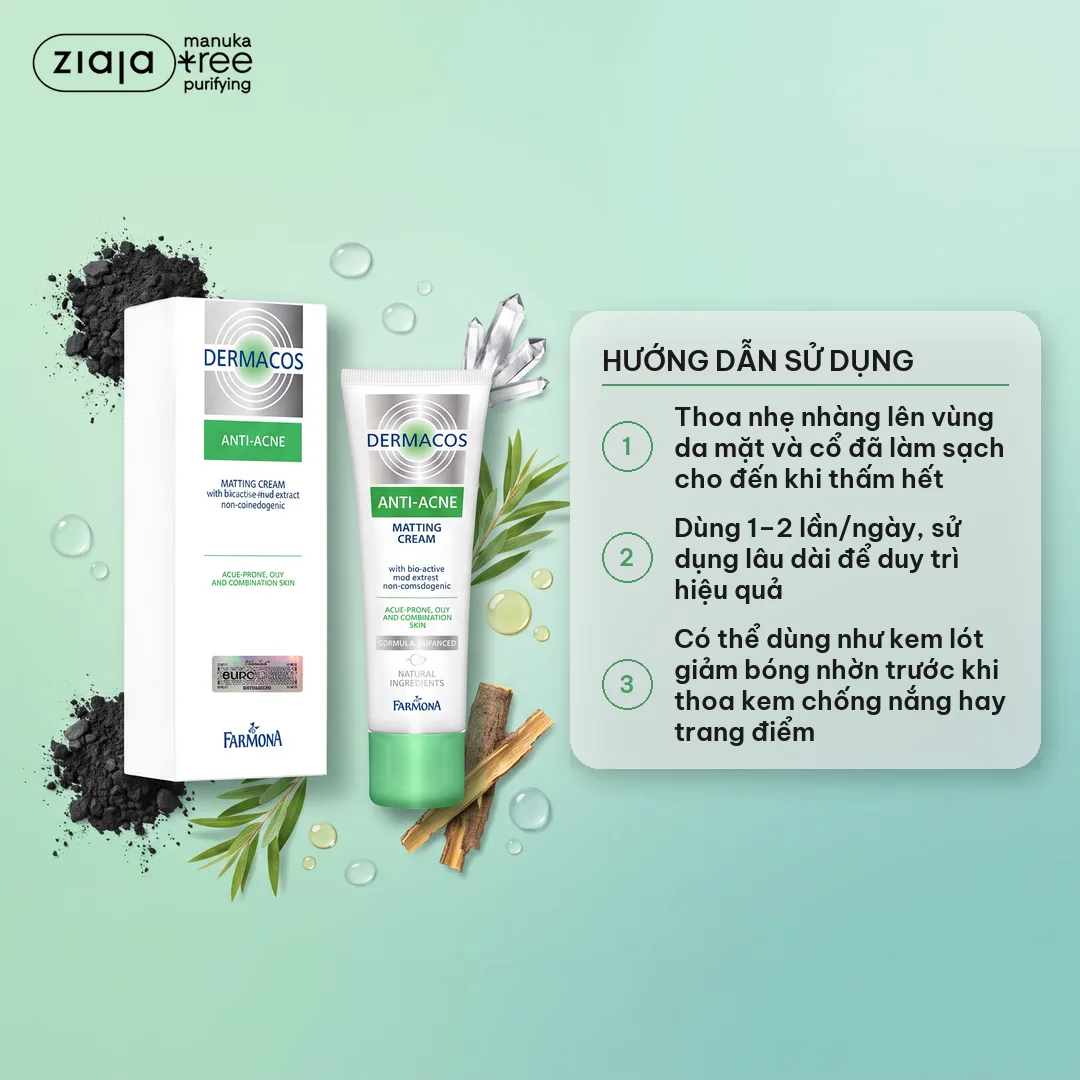 Kem Dưỡng Farmona Dermacos Anti Acne Matting Cream Giảm Bóng Nhờn, Ngừa Mụn 50ml 4