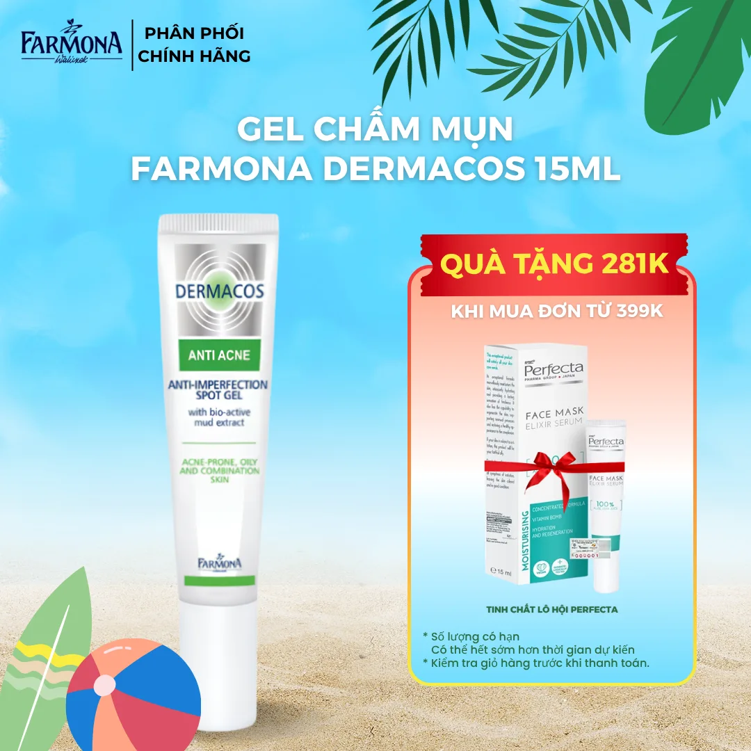 Gel Chấm Mụn Farmona Dermacos Anti Acne Imperfection Spot Gel Chứa Bùn Hoạt Tính Giảm Mụn Hiệu Quả 15ml