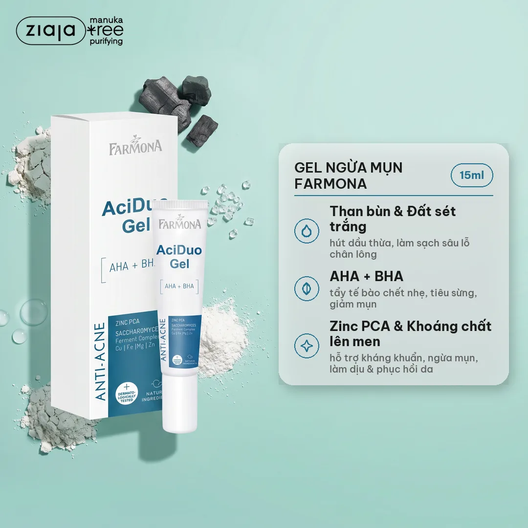 Gel Chấm Mụn Farmona AciDuo AHA + BHA + ZinC Giảm Mụn Trứng Cá Hiệu Quả 15ml 3