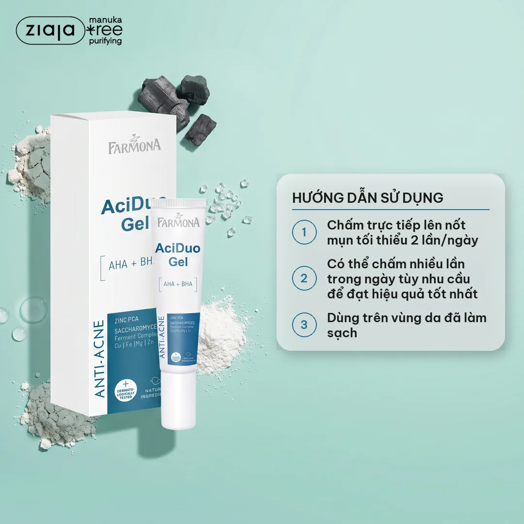 Gel Chấm Mụn Farmona AciDuo AHA + BHA + ZinC Giảm Mụn Trứng Cá Hiệu Quả 15ml 4