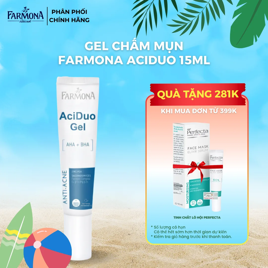 Gel Chấm Mụn Farmona AciDuo AHA + BHA + ZinC Giảm Mụn Trứng Cá Hiệu Quả 15ml