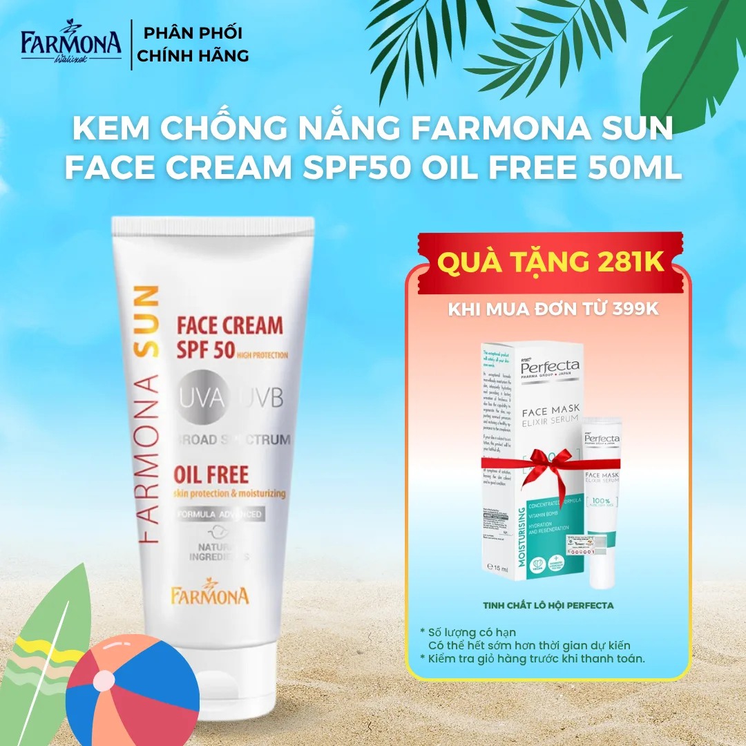 Kem Chống Nắng Farmona Sun Face Cream Oil Free SPF50+ Không Chứa Dầu Dành Cho Da Dầu Mụn 50ml